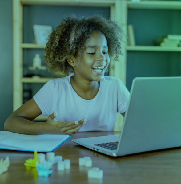 Girl looking at laptop